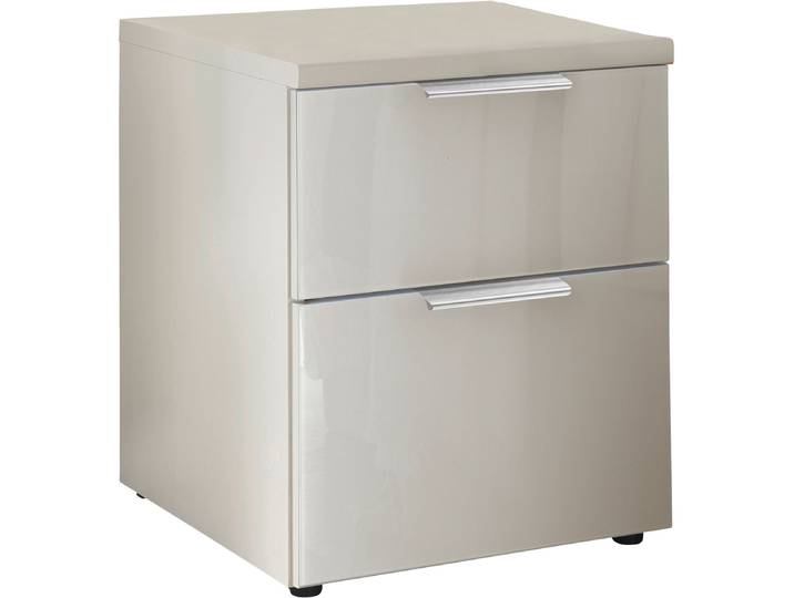 Nachtkonsole WIEMANN Como , beige (champagner, dekor, glas champagner, chrom), B:40cm H:46,4cm T:43cm, Floatglas, Holzwerkstoff, Metall, Sideboards, Nachtkonsole, vormontiert