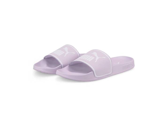 Badesandale PUMA LEADCAT 20 BX Gr. 37, lila (lavender fog, puma weiß), Schuhe, Damen, 37, Synthetik, unifarben, Badesandale, gepolsterter Lederriemen, geformtes Fussbett