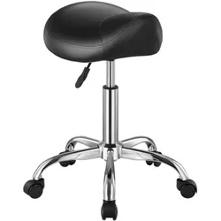 VEVOR Sattelhocker Rollhocker 204 kg belastbarer höhenverstellbarer (55-71 cm) Drehhocker Arbeitshocker, ergonomischer verdickter PU-Leder-Drehsattelstuhl für Salon Spa Massage Klinik, Schwarz