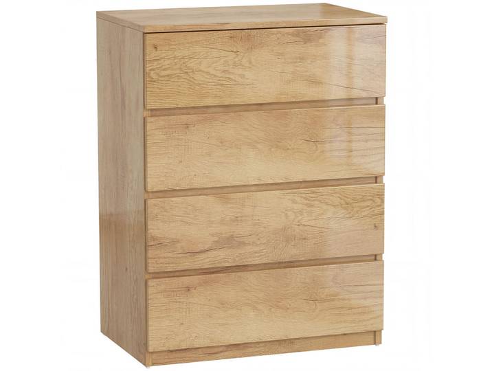 ComfortXL Komoode De-12863 4 Schubladen, grifflos, minimalistisch Natur, Naturfarben, 60x80x40 cm, Kleinmöbel, Kommoden, Kommoden
