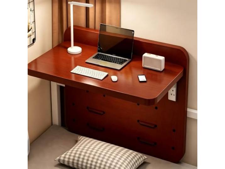 SHAMOXIX Klappbarer Nachttisch zum Einhängen für Etagenbetten und Wohnheime Platzsparendes Design, Verstellbare Haken, Stabile Holzkonstruktion, Einfache Montage(E,15.7in*11.8in*11.8in)