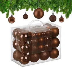 Relaxdays Weihnachtskugeln im 50er Set Braun,Silber