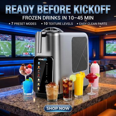 Homevol Countertop Slushie and Frozen Drink Maker, 7-in-1 Ice Cream Machine with 10 Texture Settings, 304 Stainless Steel Cup