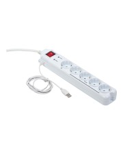 Gembird EnerGenie Power Cube with Master/Slave function Überspannungsschutz Wechselstrom 250 V USB Ausgangsbuchsen: 5 Deutschland weiß (PCW-MS2G)