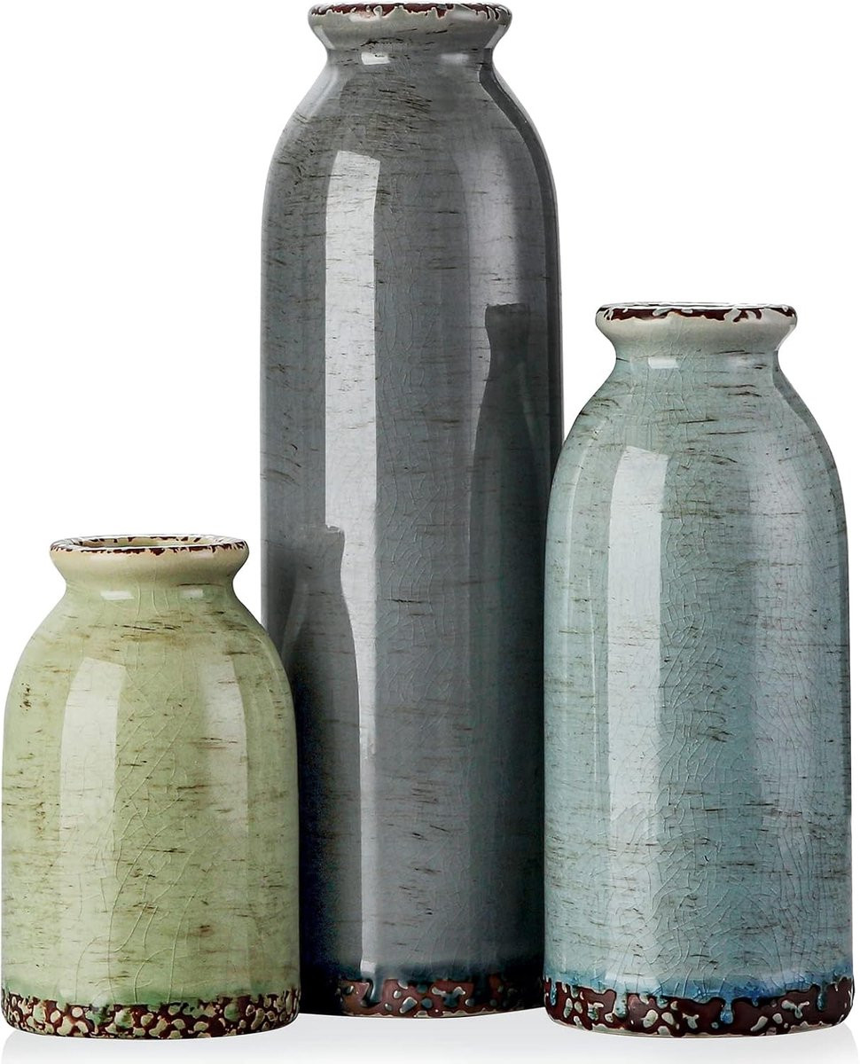 Set van 3 kleurrijke keramische vazen voor decoratie
