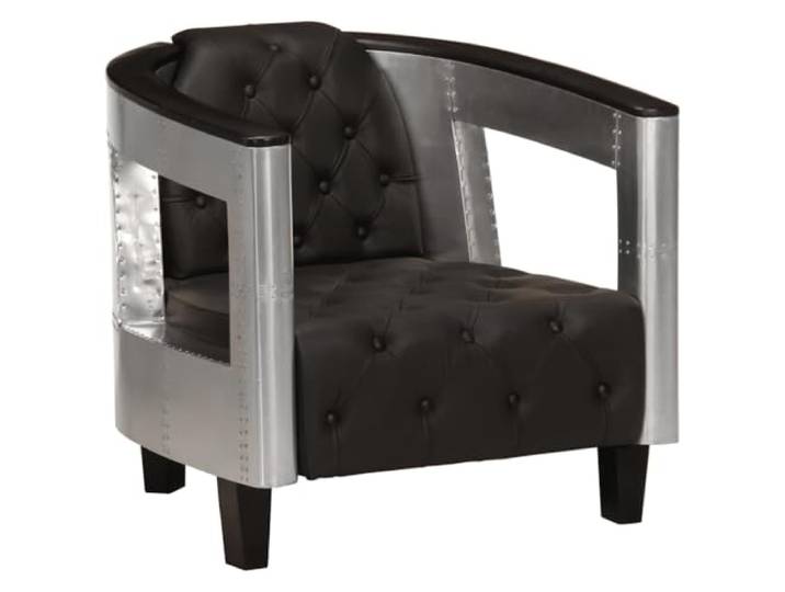 GHVBNMF Fliegersessel Echtleder Sessel Schwarz 73x67x69 cm Komfortabler Fliegersessel mit robusten Aluminium-Armlehnen und dicker Polsterung für das Wohnzimmer oder Schlafzimmer.