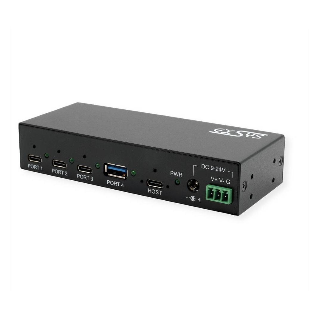 Exsys Industrial USB 3.2 Gen 2x1 Hub 4-Port (USB-C, 4 Ports) (EX-12293HMS)