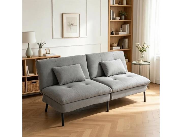Canapé Lit Convertible 2 Places - 176x64x84cm - Banquette BZ Pliante Ajustable 5 Positions Design Moderne Salon - Gris Foncé