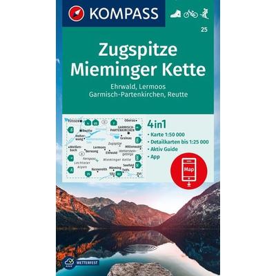 KOMPASS Wanderkarte 25 Zugspitze, Mieminger Kette, Ehrwald, Lermoos, Garmisch-Partenkirchen, Reutte 1:50.000, Sonstige von , Kompass-Karten,