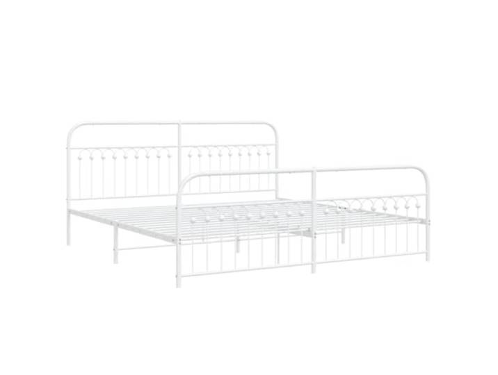KTHLBRH Bettgestell aus Metall, weiß, 193 x 203 cm Bettgestell mit Stauraum, Metall-Lattenrost, Stahlrahmen, für Schlafzimmer