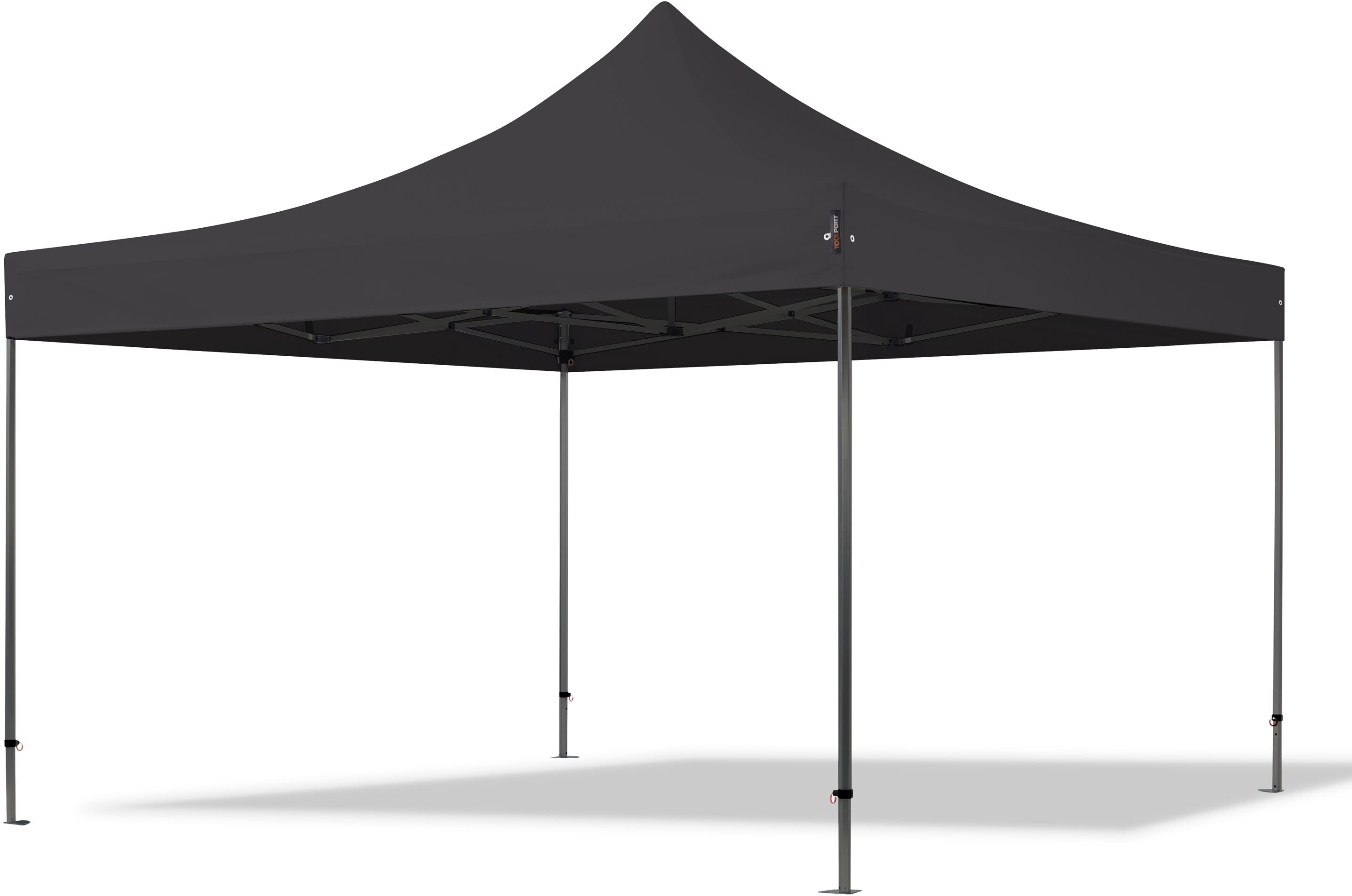 TOOLPORT 4x4m Stahl Faltpavillon, ohne Seitenteile, schwarz - (600126)
