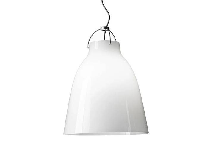 Fritz Hansen Caravaggio Opal P3 Pendelleuchte Weißt Opalglas-Silbergraues Kabel