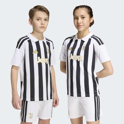 Fußballtrikot ADIDAS PERFORMANCE "JUVENTUS TURIN 26/27 KIDS HEIMTRIKOT", Jungen, Gr. 164, schwarz-weiß (weiß, schwarz), Obermaterial: 100% Polyester, Trikots Fußballtrikot, mit Climacool Technologie, mit traditionellem Kragen, mit 3-Streifen