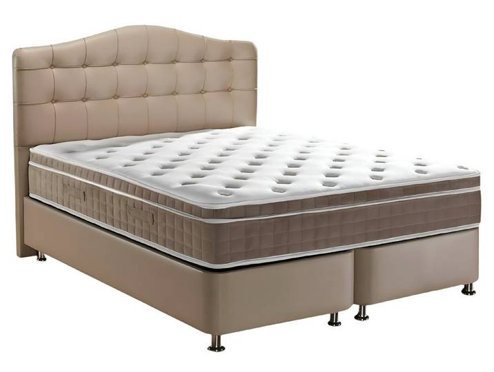 JVmoebel Boxspringbett Elegantes Lederbett in Schwarz mit stilvollen Nachttischen, Made in Europa
