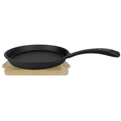 All'Grill, Grillgeschirr, Guss-Minipfanne ø 13 cm mit Holzuntersetzer