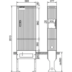 ABN SL205VT Anschlusssäule für Prisma XS-VT_2-FB_BH7 Höhe 205mm 2-FB, Bauhöhe 7