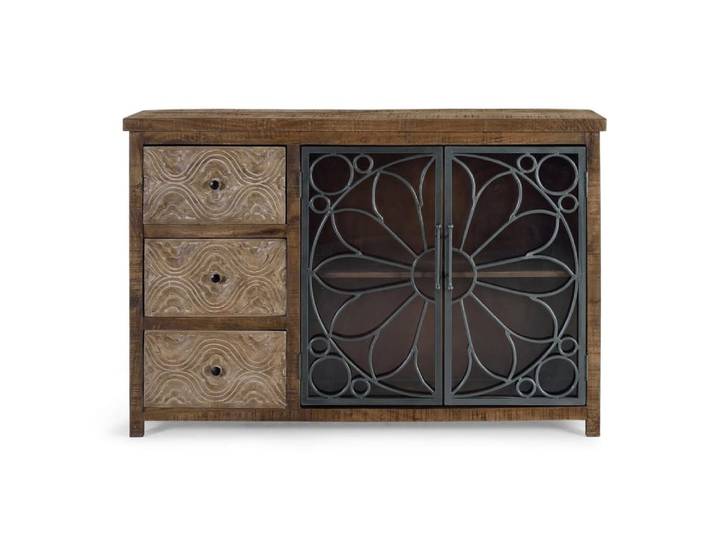 Buffet en bois manguier marron vieilli