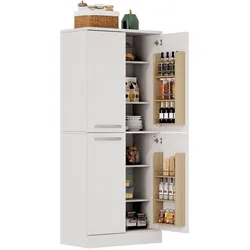 STILVORA Hochschrank MDF Hochglanz Weiß 76x42x180 cm mit verstellbaren Böden