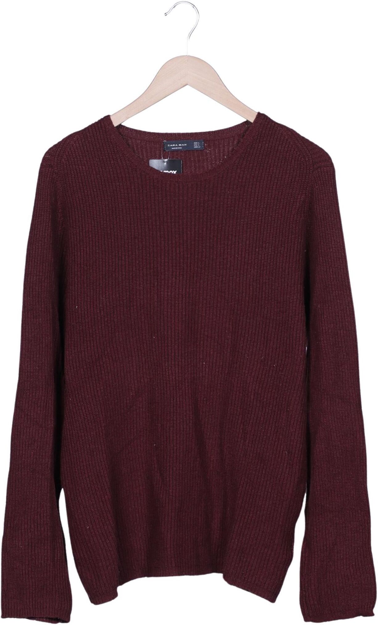 Zara Herren Pullover, Bordeaux, Gr. L, Baumwolle / Viskose / Angorawolle - Second Hand