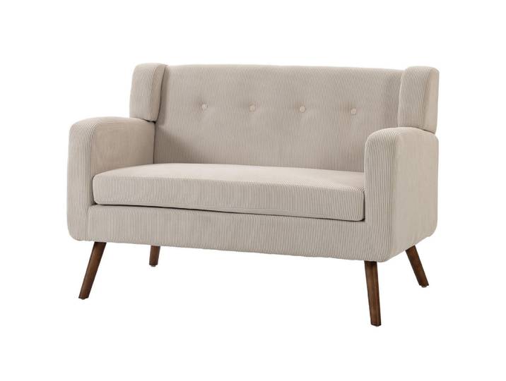 Homcom 2-Sitzer-Sofa Polyester Beige, Kautschukholz, Füllung: Taschenfederkern,Taschenfederkern, 72x80x118 cm, Wohnzimmer, Sofas & Couches, Sofas, 2-Sitzer Sofas