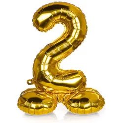Folienballon "2", stehend, gold