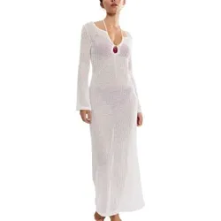 Triumph Beach MyWear Crochet Long Dress Weiß Polyester 38 Damen