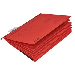 Falken 15046523 Projekt- und Personalmappen UniReg, 230g/m2-Manilakarton, seitlich offen, mit 6 Trennblättern - Rot