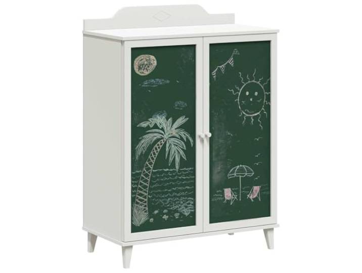 KTHLBRH Modernes Sideboard weiß mit Tafel, rechteckig Holztechnik 2 Türen grün Innenregal für Wohnzimmer oder Kinderzimmer