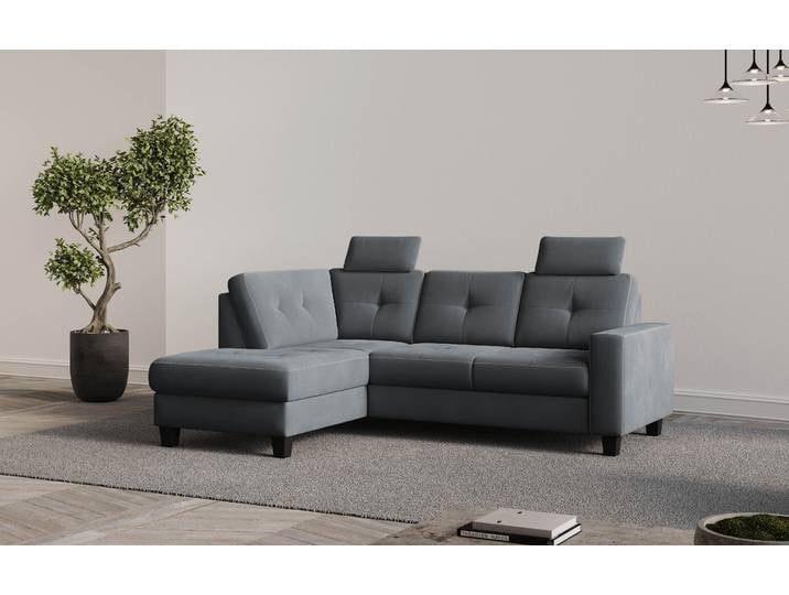Ecksofa, Grau, 226x170 cm, 100% Polyester, Ohne Bettfunktion, Modern