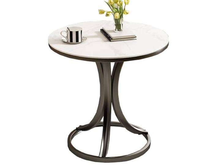 Kleiner runder Getränke-Beistelltisch, moderner Nachttisch(/Black,50cm)