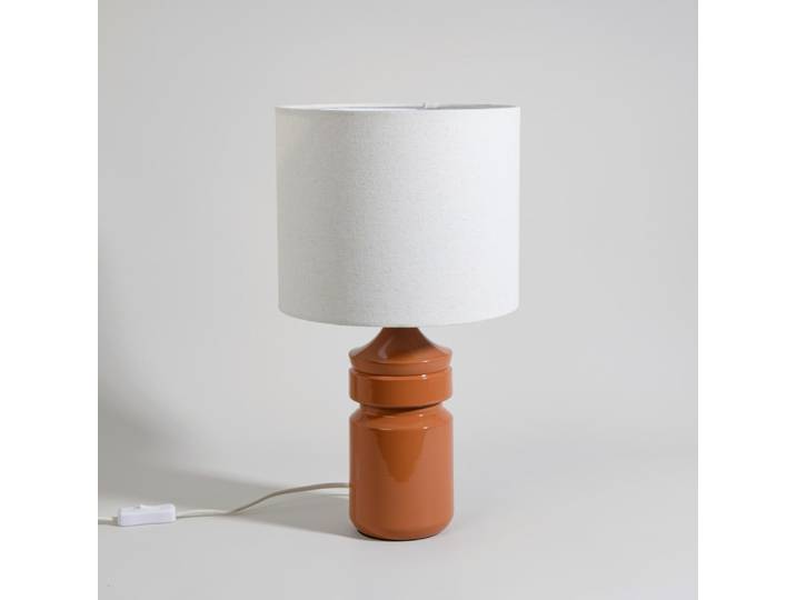 Lampe aus braunem Stahl mit cremefarbenem Lampenschirm