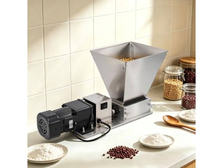 Elektrische Getreidemühle mit 4 Trichter, SchrotmüHle 20KG/h 220V FuttermüHle MalzmüHle Kornquetsche, Multifunktionsschleifer für Getreide,49x15.3x28.4cm