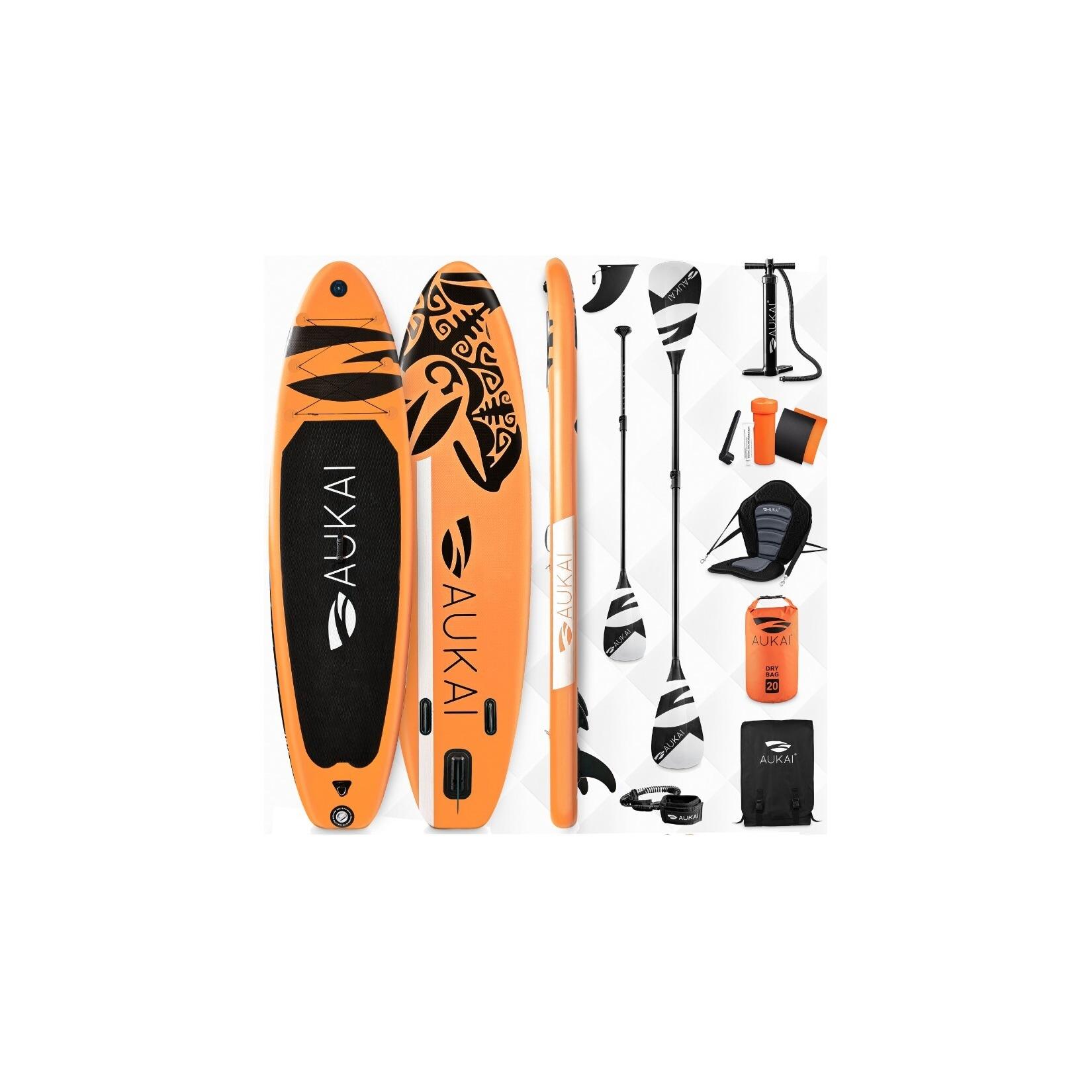 Stand Up Paddle Board "AUKAI Pro Ocean" mit Kajak-Sitz orange