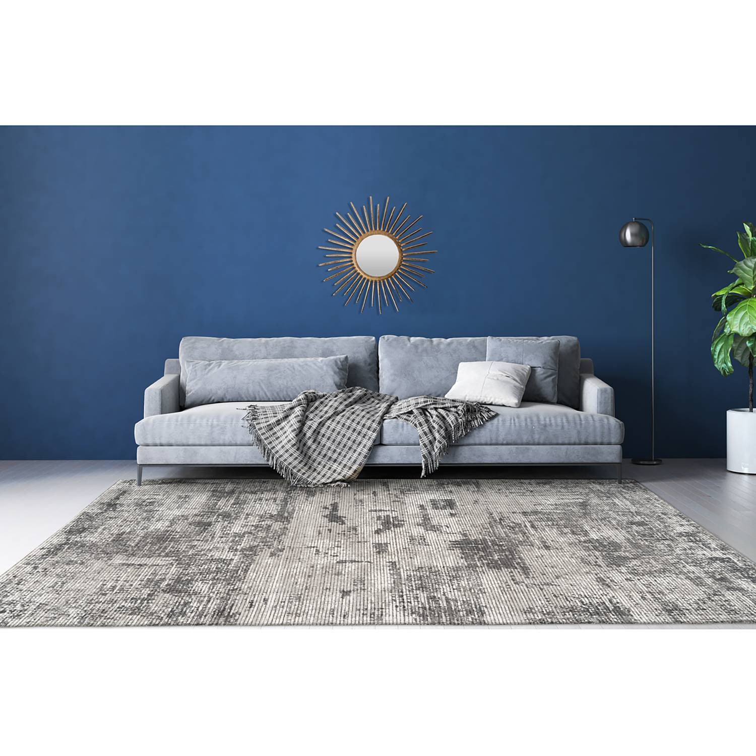 home24 Laagpolig vloerkleed Sinai 325 grijs geweven stof B/D: 160 x 230 cm