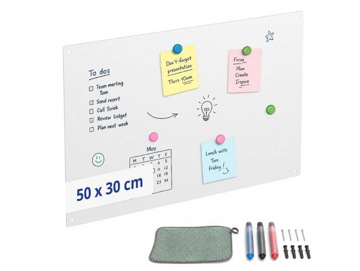 Relaxdays Magnettafel Stahl beschreibbar