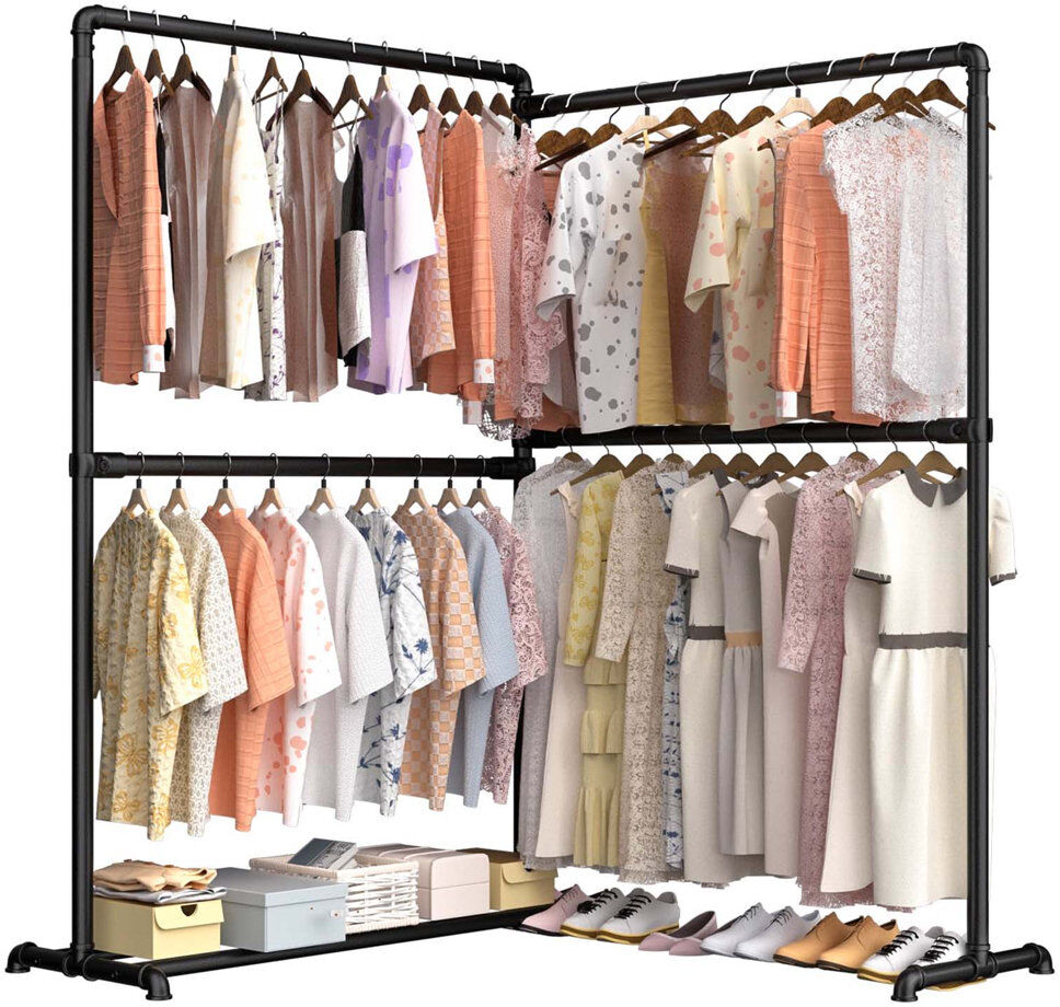 Rebrilliant Bonville Adjustable Clothing Rack Black