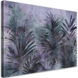 WANDBILD tropische palmenblätter lila