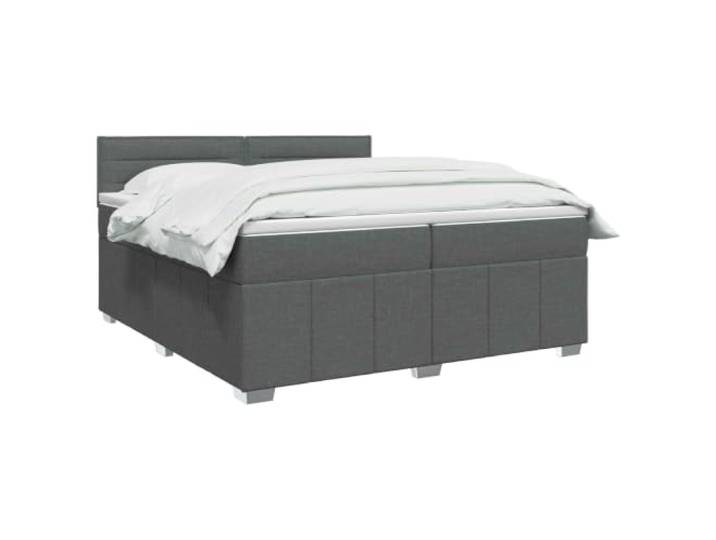PUGYNBK Boxspringbett mit Matratze, Dunkelgrau, 200 x 200 cm, Stoff Verstellbares Kopfteil, integrierte LED-Lichter, Taschenfedern, waschbare Bezüge