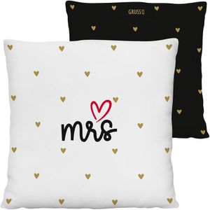 Gruss&Co Sofakissen 73873, Hochzeit Mr & Mrs, schwarz / weiß, mit Bezug aus 100% Baumwolle, 40x40 cm