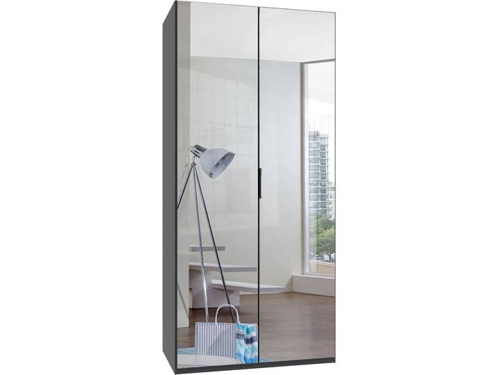 Kleiderschrank WIMEX Oxford by fresh to go, in 3 Breiten, Made in Germany , grau (grafit), B:100cm H:216cm T:58cm, Holzwerkstoff, Schränke, Kleiderschrank, mit hochwertigen Falttüren für den perfekten Überblick