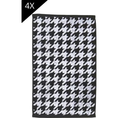 Handtuch Set DONE. "Daily Shapes Bird", schwarz (schwarz, weiß), 4 Stk., Jacquard-Walkfrottier, Jacquard-Walkfrottier, Jaquard-Walkfrottier, Handtücher, Gästehandtücher, Jacquardgewebe, modernes Muster