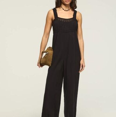 Lucky Brand Lace Jumpsuit - Women's Clothing Jumpsuits Overalls in Caviar, Size M