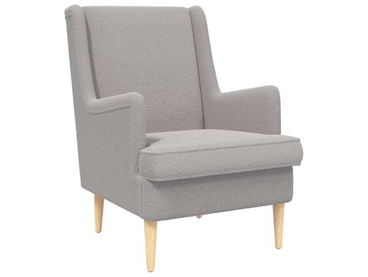 Sessel Bouclé Hellgrau mit Schaumstoff, Metall- Holzrahmen Modernes Design, Bouclé-Stoff, flauschiger Sitz, stabiler Rahmen, pflegeleicht