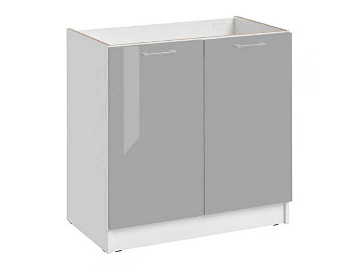 Cuisineandcie - Meuble Sous Évier Cuisine ECO Gris Brillant 2 Portes L 80 cm - Meuble Cuisine\, Rangement Meuble Sous Évier