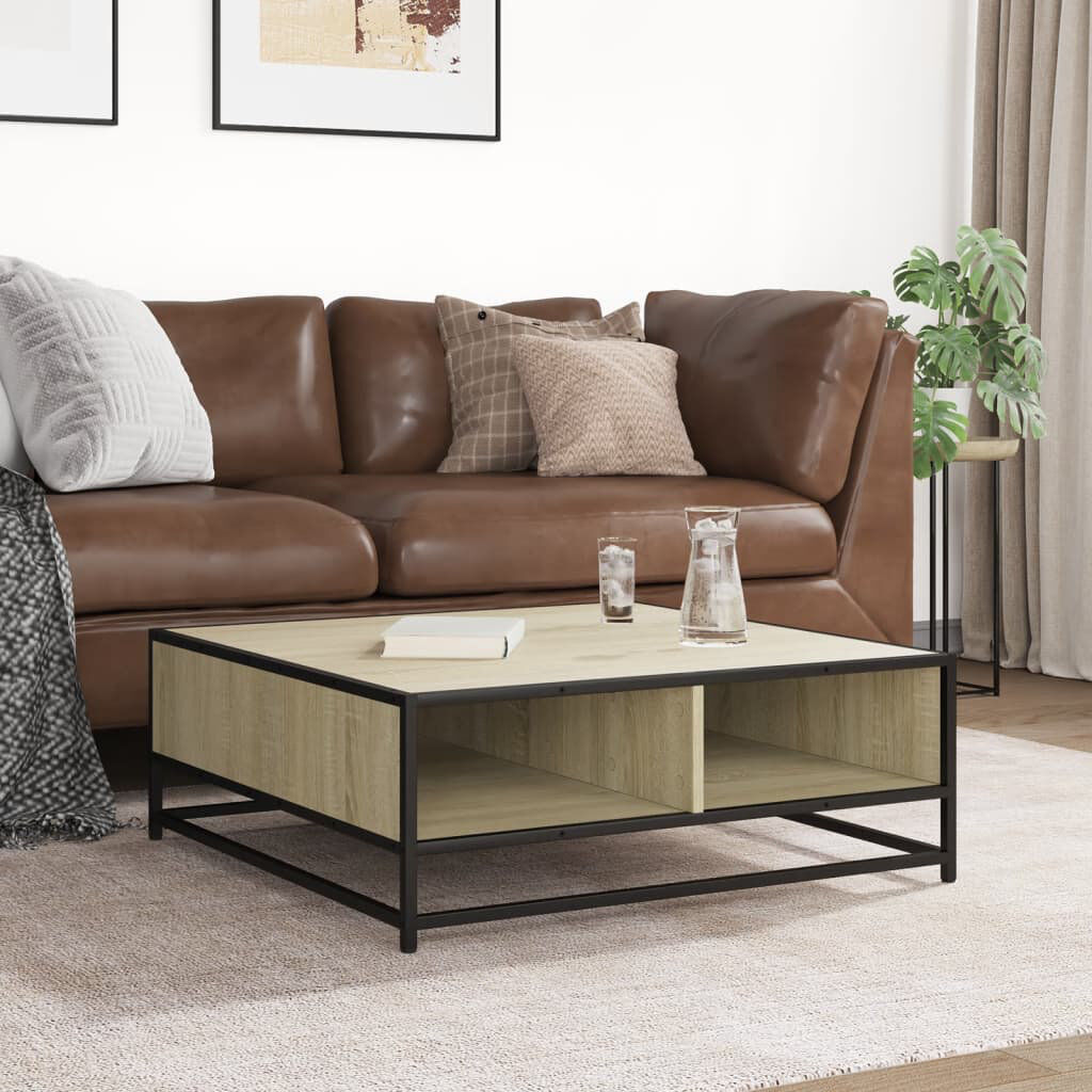 Latitude Run Coffee Table with Storage Sonoma Oak 30" H x 80" L x 80" W