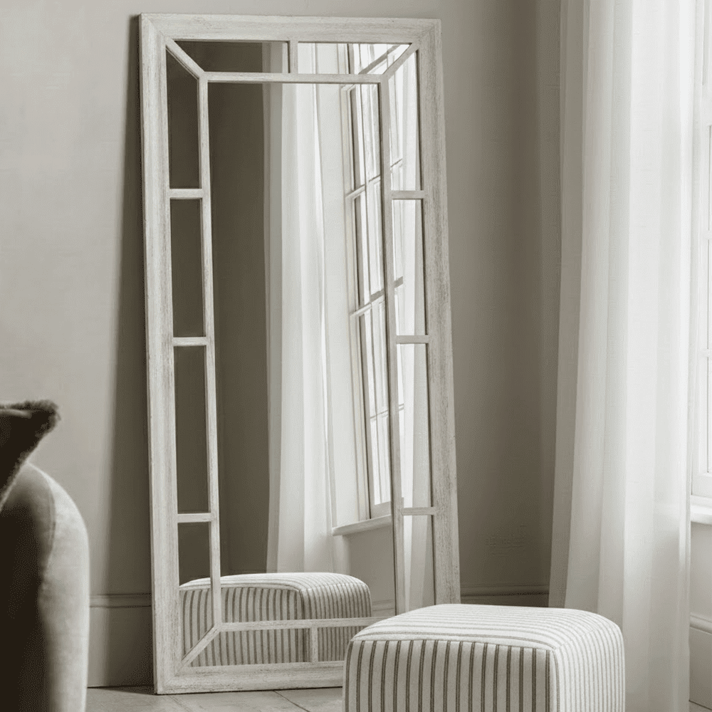 Godard Large Washed Wood Window Mirror