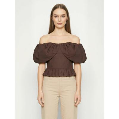 Hemdbluse ITS MAY "ITS MAY Shirt Serena", Damen, Gr. M, braun, Obermaterial: 100% Baumwolle, Blusen Hemdbluse
