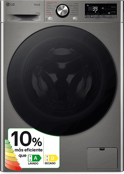 Lavadora secadora - LG F4DR7009AGS, Serie 700, 9 kg/6 kg, 1400 rpm, 14 programas, Inox antihuellas
