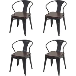 4er-Set Esszimmerstuhl MCW-H10d, Stuhl Küchenstuhl, Chesterfield Metall Kunstleder Industrial Gastronomie ~ schwarz-braun