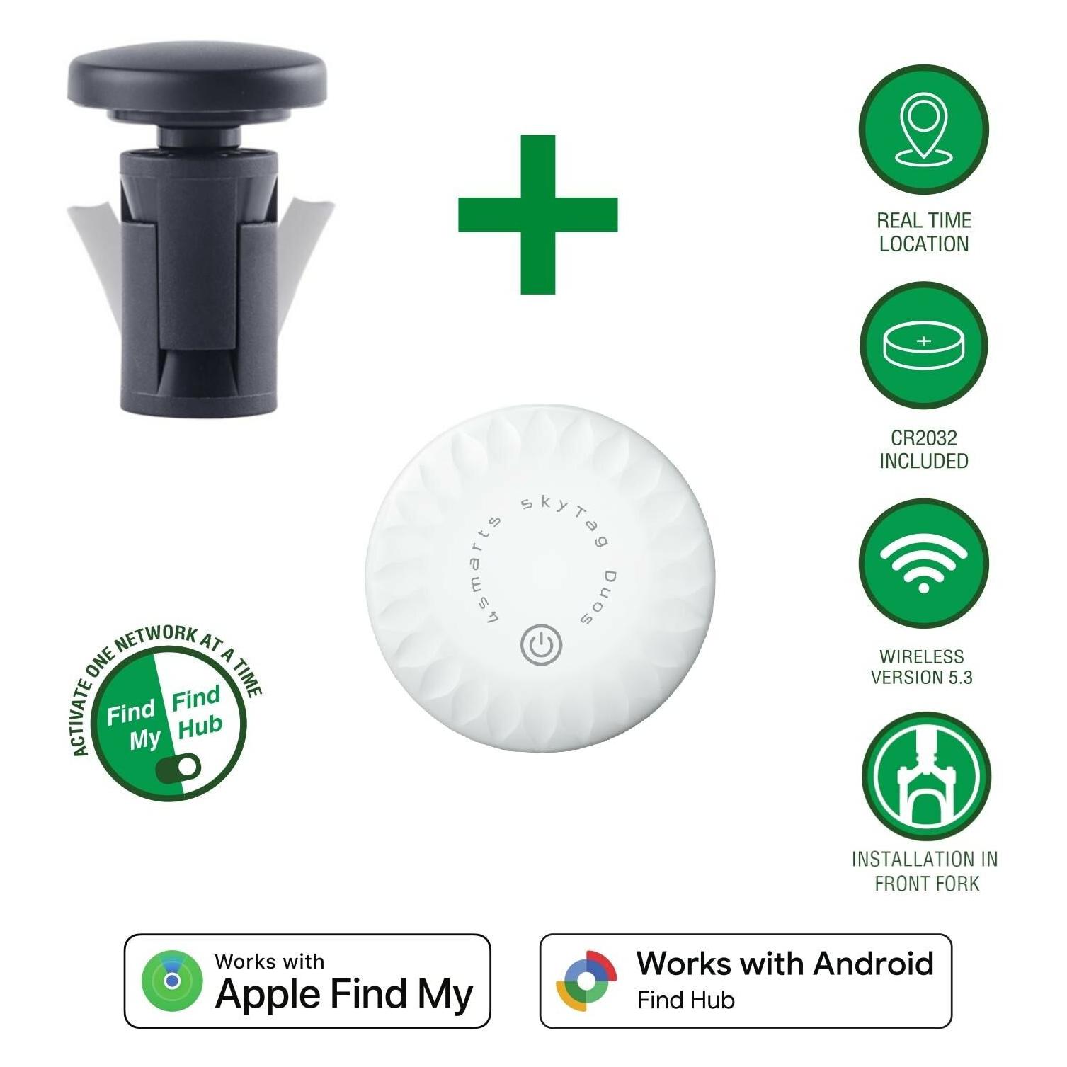 4smarts Standort-Finder SkyTag Duos mit Gabelmontagekit f??r Fahrrad (Android, iOS) (4S541724)